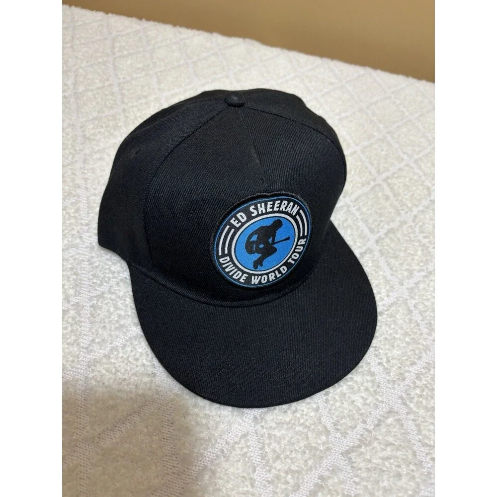 Ed Sheeran Divide World Tour Music Concert Embroidered Patch Black Snap Back Hat